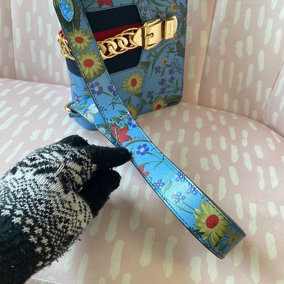 GUCCI SYLVIE RARE FLORA CALFSKIN LEATHER SHOULDER BAG EUC - Picture 7 of 15